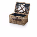 Rattan Picnic Basket with Cups,Teasspoons,ceramic plate,salt&pepper pot